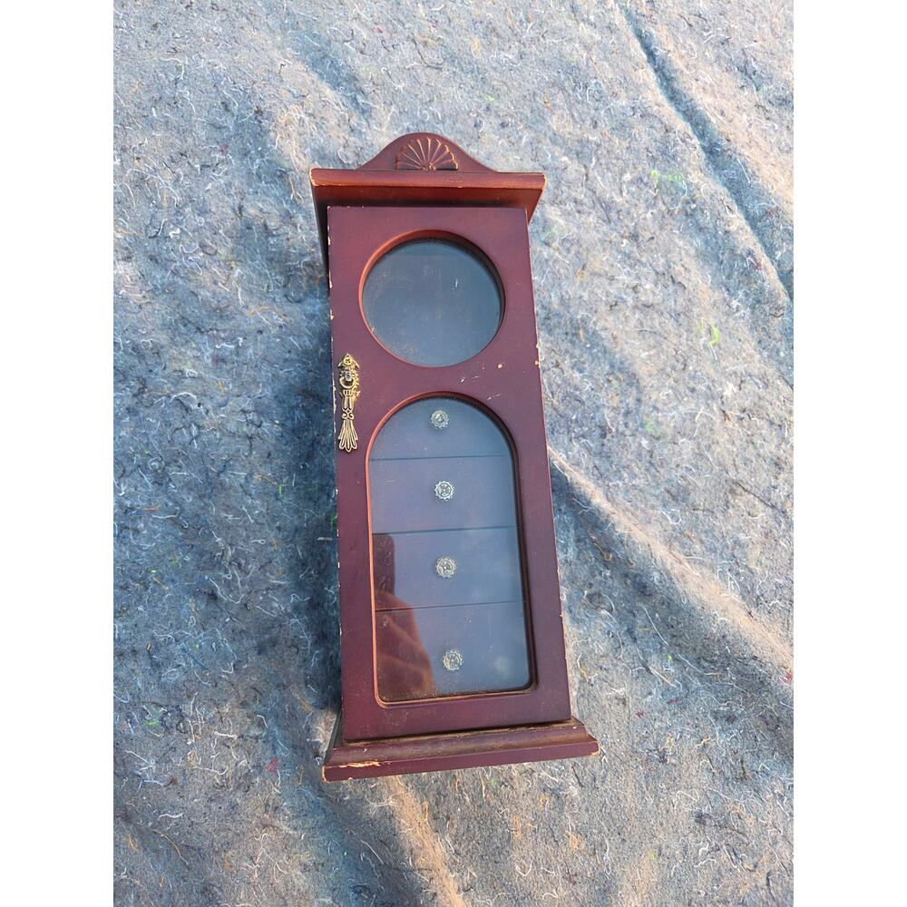 Vintage Mahogany Jewelry Box 13" Tall w/ Glass Door & 4 Drawers, JK China